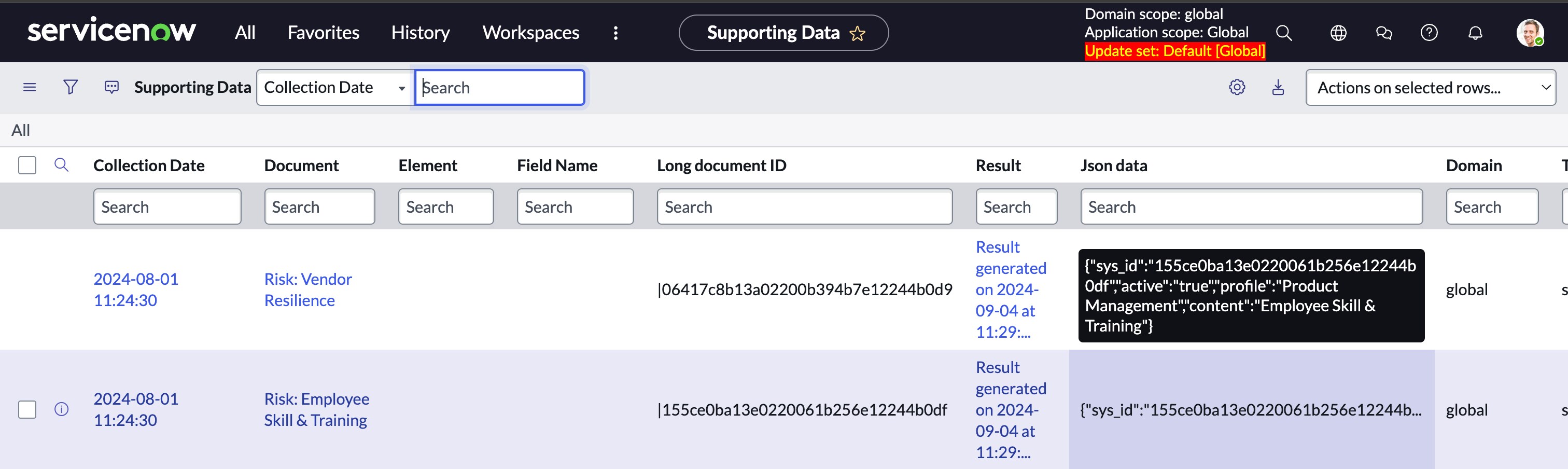 Searching JSON Field for KeyValue Pairs ServiceNow Community